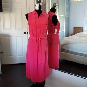 Equipment Pink Tegan Midi Silk Shirt-dress S